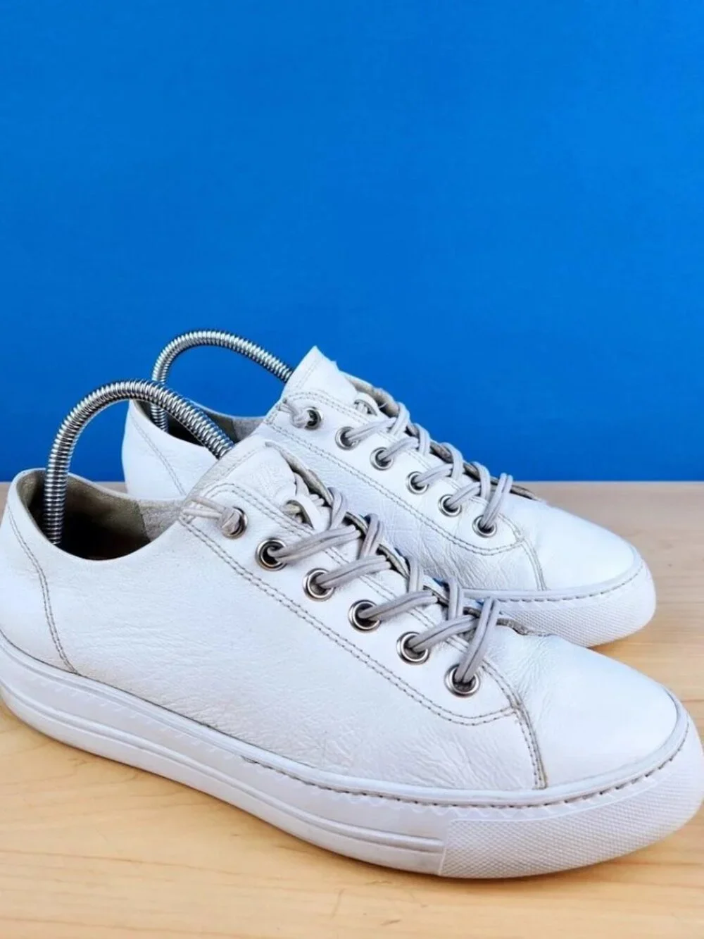 Paul Green Hadley Platform Low Sneakers White Leather Womens Size 7.5 Austria